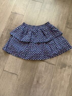 Girls Navy Floral Tiered Ruffle Skirt